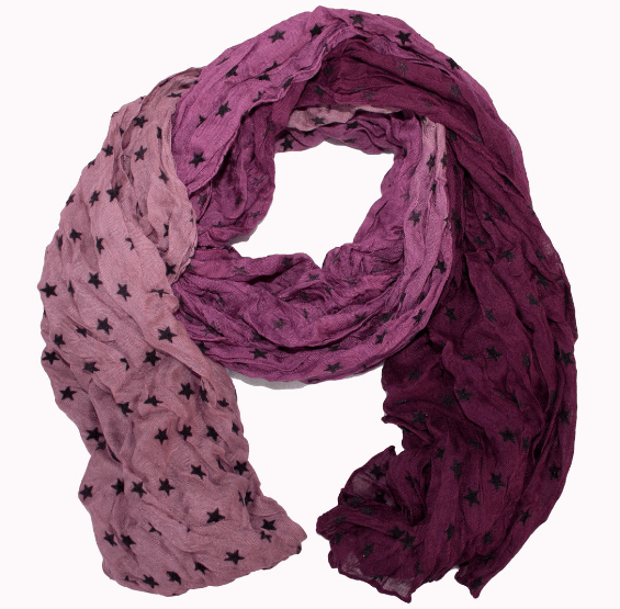pañuelo morado con estampado de estrellas