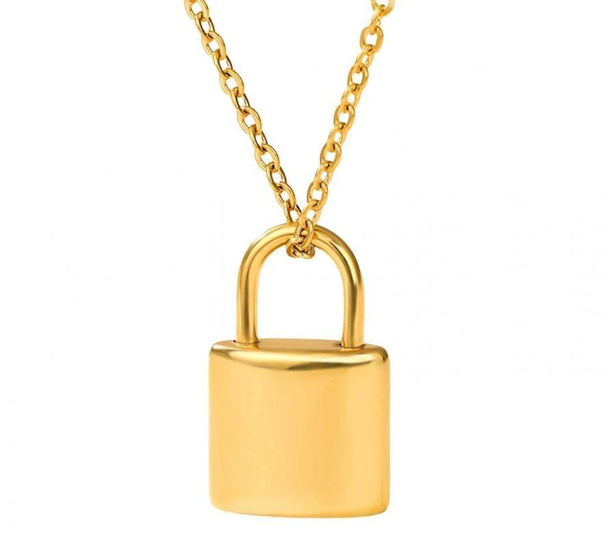 collar candado dorado