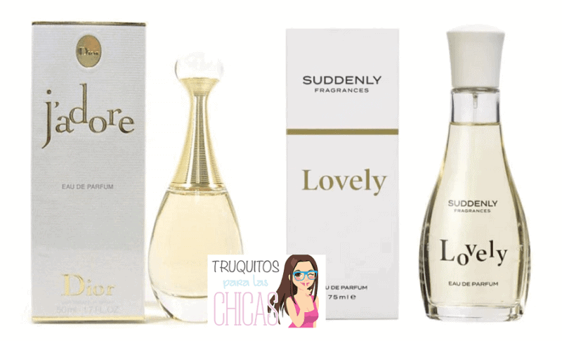 La colonia Suddenly Lovely es la equivalencia de J'Adore de Dior