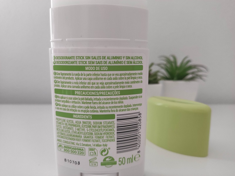 ingredientes y modo uso desodorante bambu mercadona