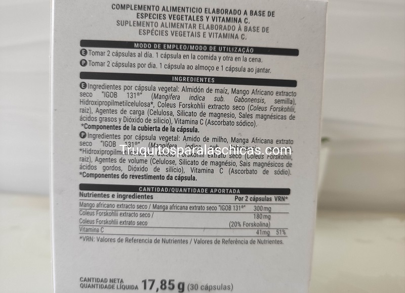 ingredientes cápsulas quemagrasa mercadona