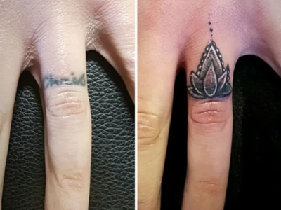tatuaje anillo en dedo para tapar un nombre